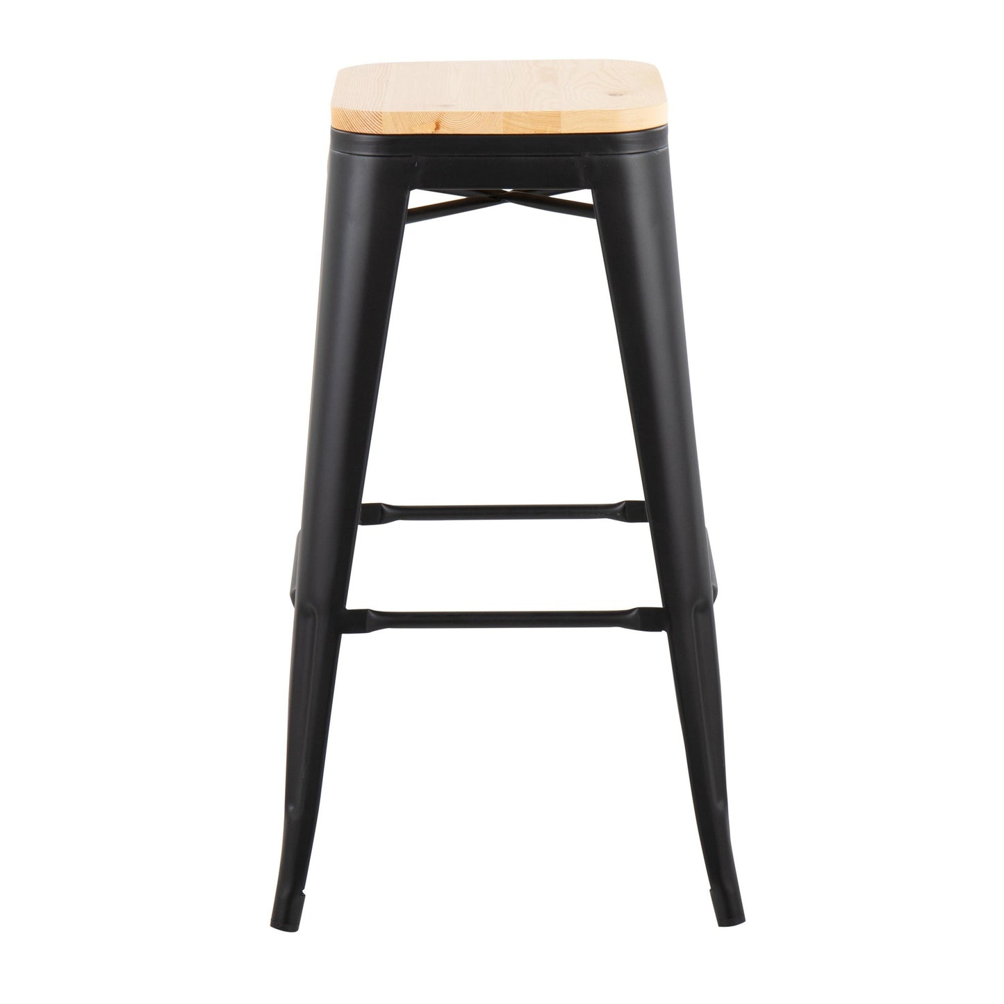 Oregon Contemporary Barstool in Black Steel and Natural Wood By LumiSource - Set of 2 | Bar Stools | Modishstore - 8
