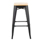 Oregon Contemporary Barstool in Black Steel and Natural Wood By LumiSource - Set of 2 | Bar Stools | Modishstore - 2