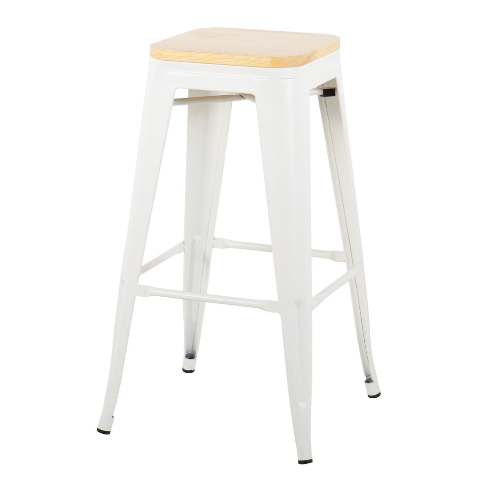 Oregon Contemporary Barstool in Black Steel and Natural Wood By LumiSource - Set of 2 | Bar Stools | Modishstore - 15
