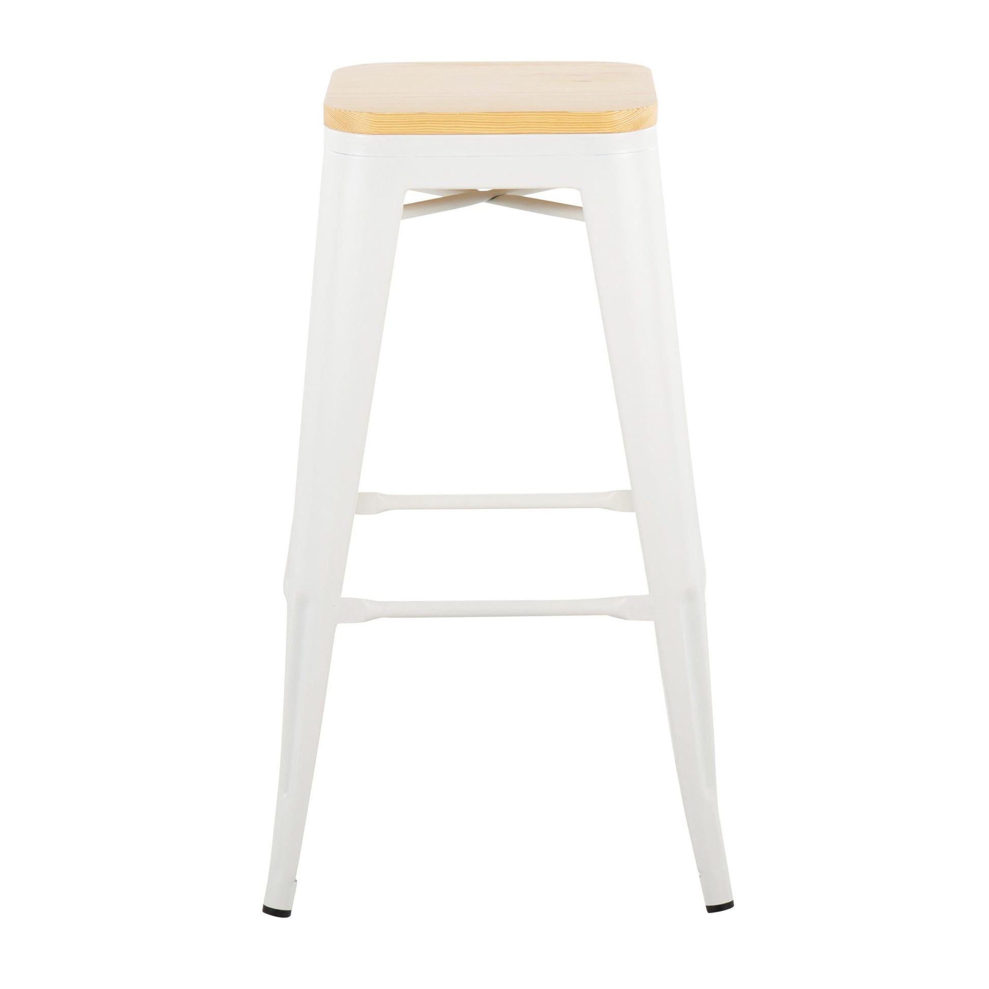 Oregon Contemporary Barstool in Black Steel and Natural Wood By LumiSource - Set of 2 | Bar Stools | Modishstore - 16