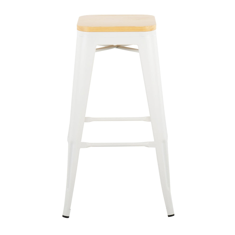 Oregon Contemporary Barstool in Black Steel and Natural Wood By LumiSource - Set of 2 | Bar Stools | Modishstore - 16