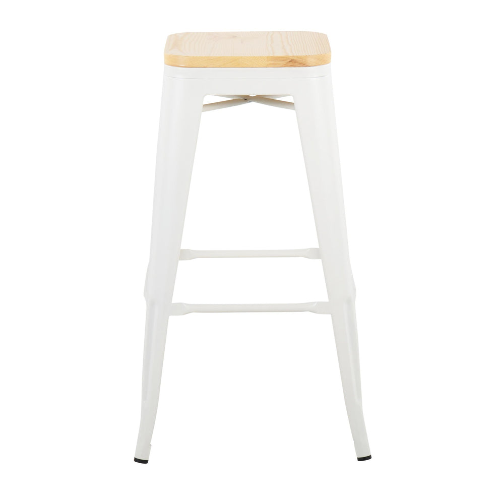 Oregon Contemporary Barstool in Black Steel and Natural Wood By LumiSource - Set of 2 | Bar Stools | Modishstore - 10