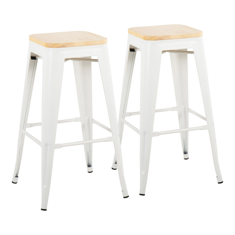 Oregon Contemporary Barstool in Black Steel and Natural Wood By LumiSource - Set of 2 | Bar Stools | Modishstore - 9