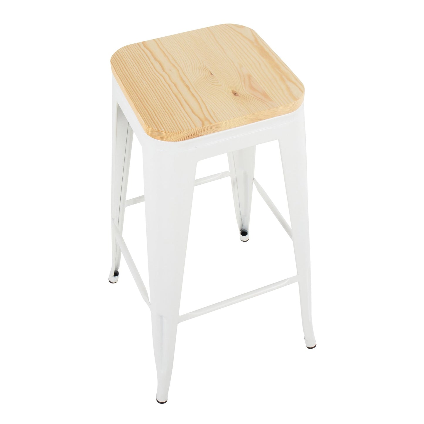 Oregon Contemporary Barstool in Black Steel and Natural Wood By LumiSource - Set of 2 | Bar Stools | Modishstore - 11