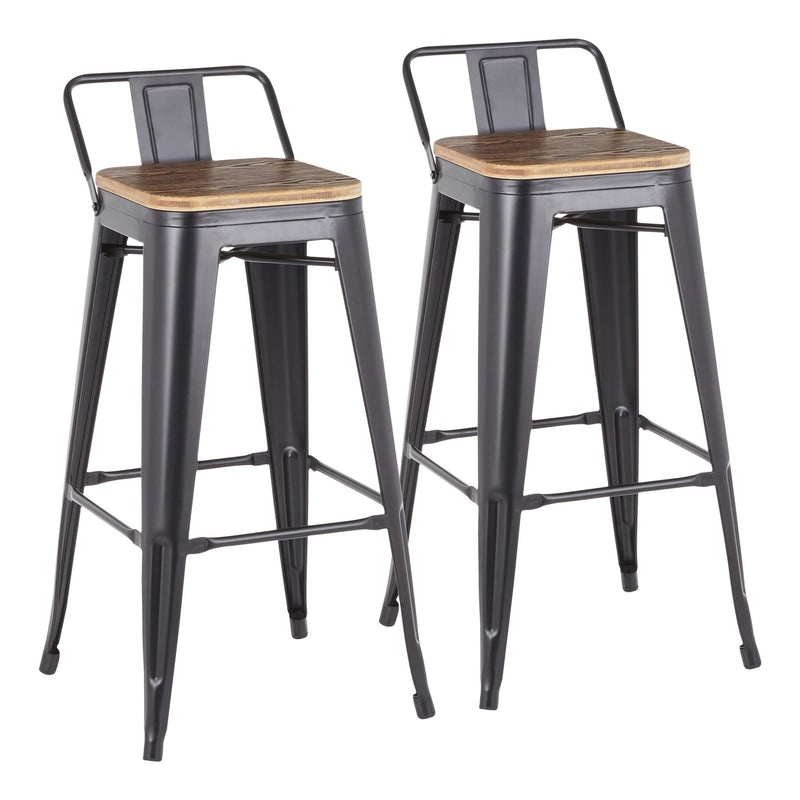 LumiSource Oregon Low Back Barstool - Set of 2 | Modishstore | Bar Stools