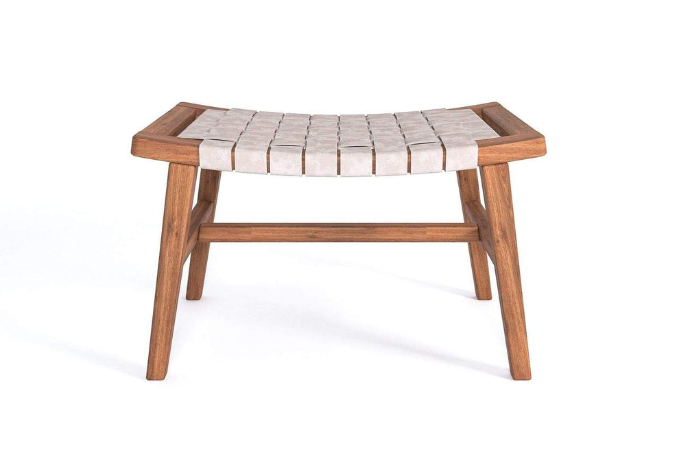 Masaya Wood & Leather Ottoman | Ottomans | Modishstore - 16