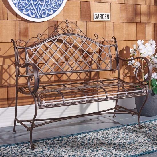 Safavieh Abner Wrought Iron 45.75-Inch W Outdoor Garden Bench | Outdoor Stools & Benches |  Modishstore  - 10
