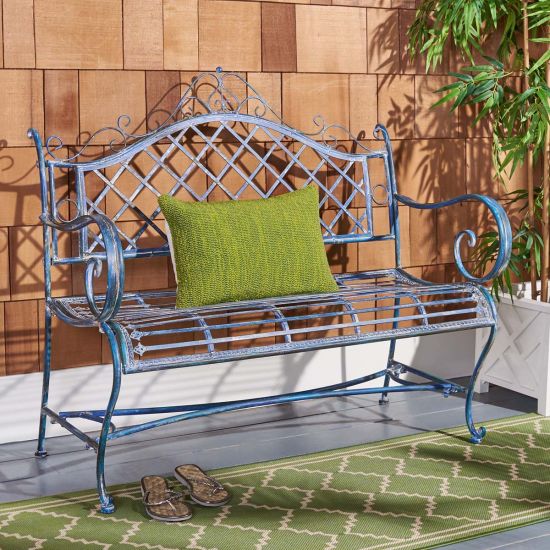 Safavieh Abner Wrought Iron 45.75-Inch W Outdoor Garden Bench | Outdoor Stools & Benches |  Modishstore  - 6
