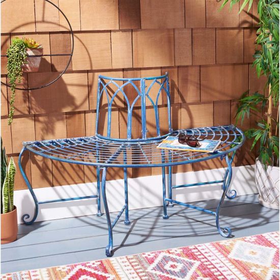Safavieh Abia Wrought Iron 50-Inch W Outdoor Tree Bench | Outdoor Stools & Benches |  Modishstore  - 11
