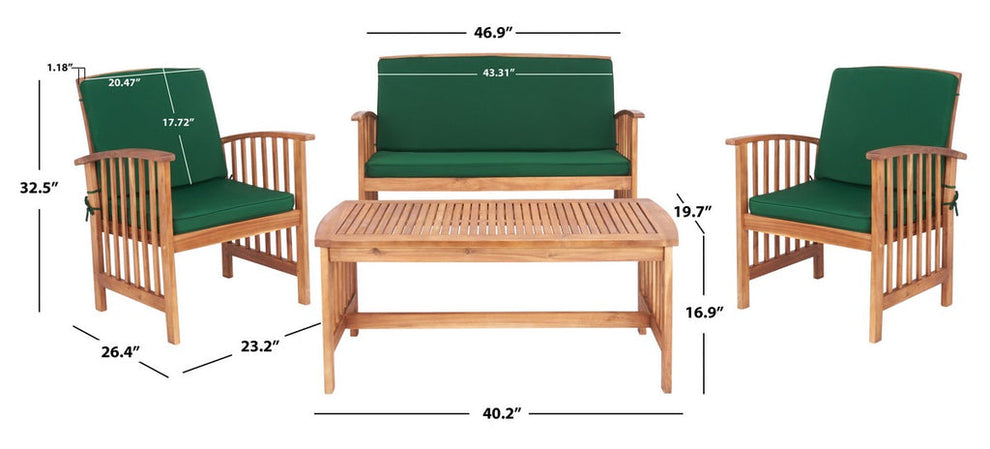 Safavieh Rocklin 4 Pc Outdoor Set | Outdoor Sofas, Loveseats & Sectionals |  Modishstore  - 10