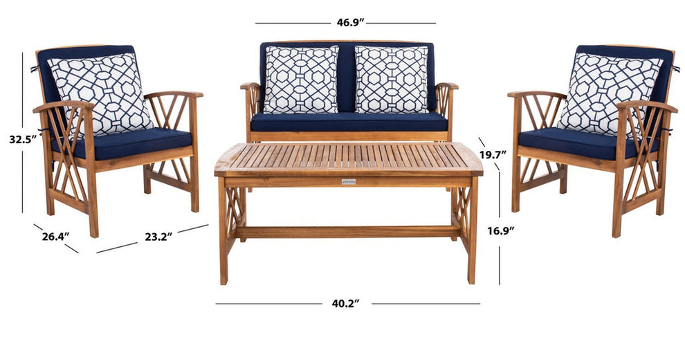 Safavieh Fontana 4 Pc Outdoor Set | Outdoor Sofas, Loveseats & Sectionals |  Modishstore  - 9