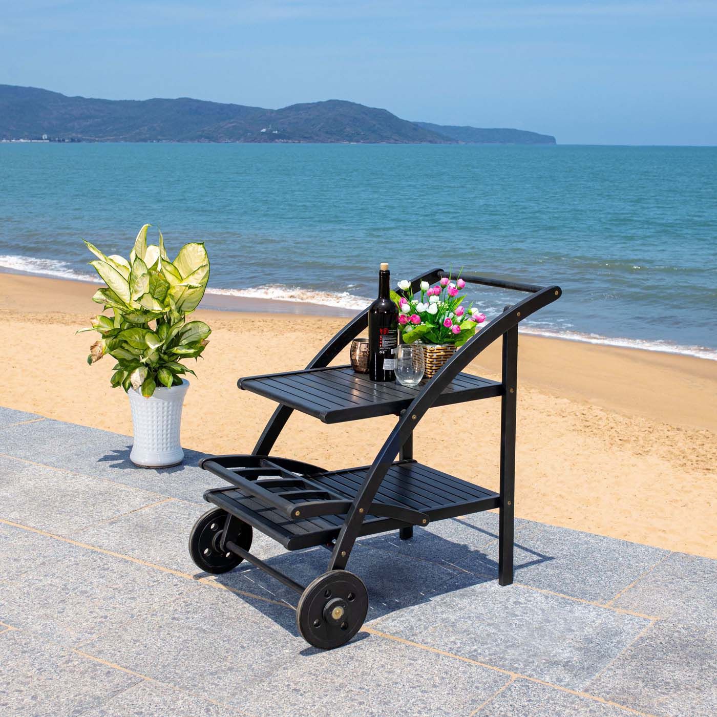 Safavieh Lodi Tea Cart | Outdoor Tables |  Modishstore 