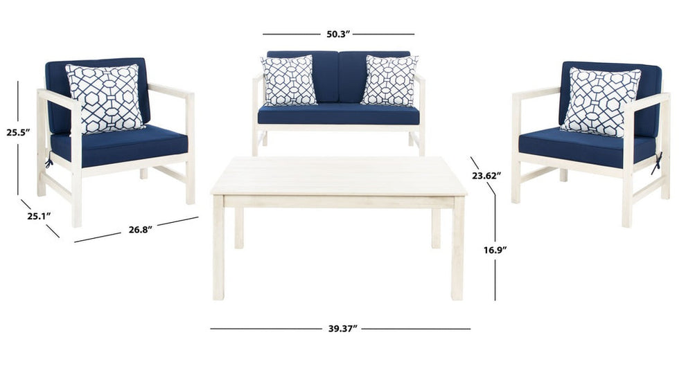 Safavieh Montez 4 Piece Set | Outdoor Sofas, Loveseats & Sectionals |  Modishstore  - 6