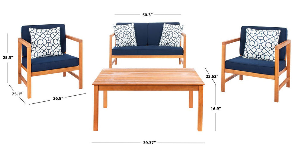 Safavieh Montez 4 Piece Set | Outdoor Sofas, Loveseats & Sectionals |  Modishstore  - 14