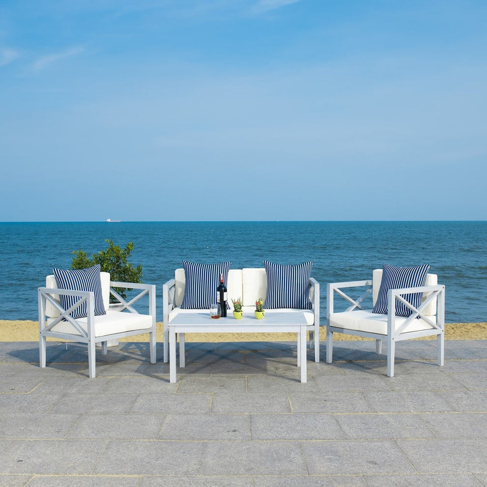 Safavieh Nunzio 4 Pc Outdoor Set With Accent Pillows | Outdoor Sofas, Loveseats & Sectionals | Modishstore - 25