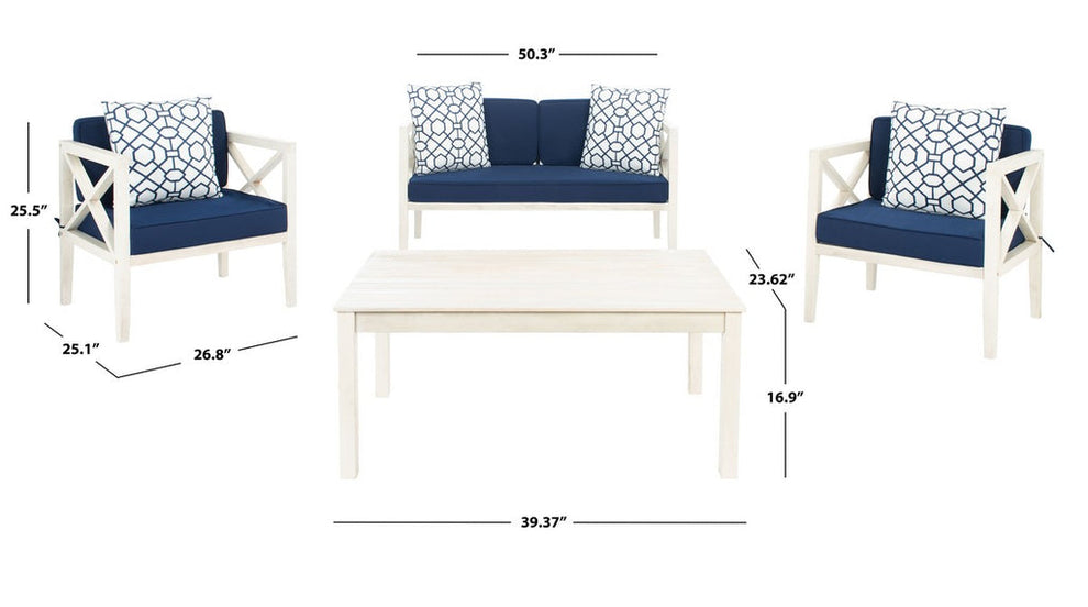 Safavieh Nunzio 4 Piece Set | Outdoor Sofas, Loveseats & Sectionals |  Modishstore  - 7