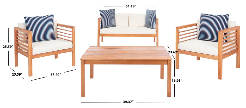 Safavieh Alda 4 Piece Set | Outdoor Sofas, Loveseats & Sectionals |  Modishstore  - 4