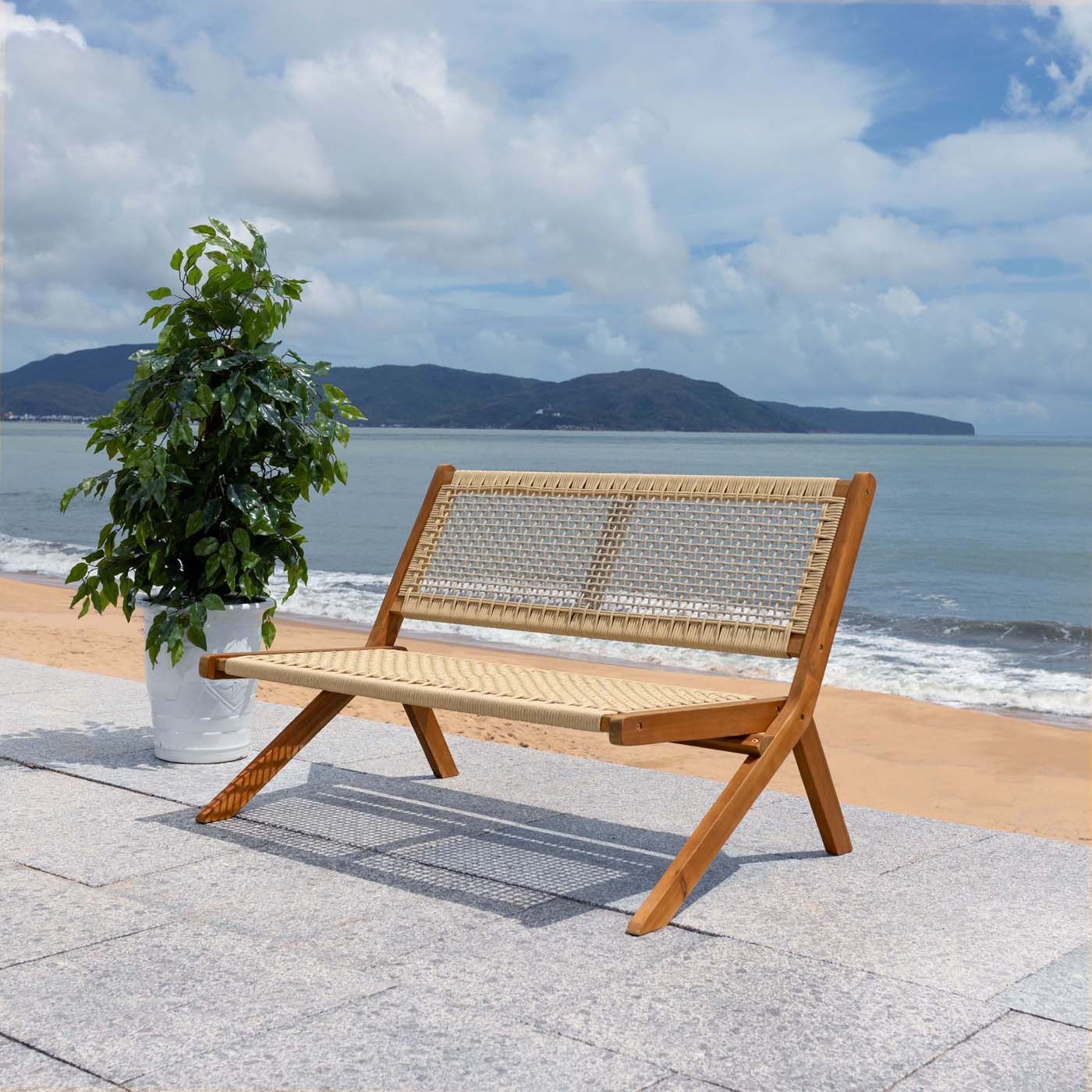 Safavieh Kobina Outdoor Bench | Outdoor Stools & Benches |  Modishstore  - 2