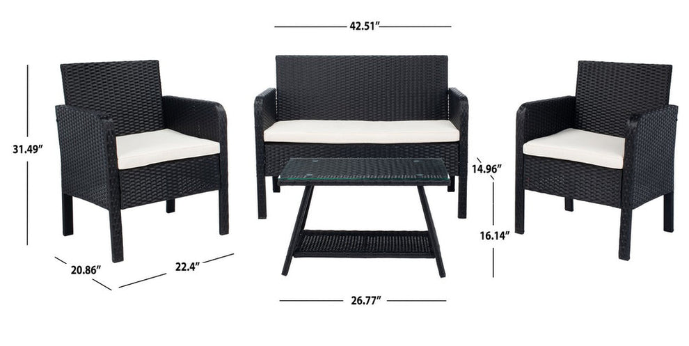 Safavieh Aboka 4Pc Living Set | Outdoor Sofas, Loveseats & Sectionals |  Modishstore  - 6