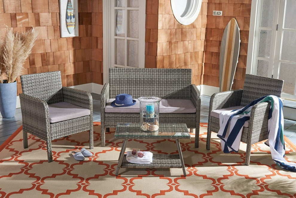 Safavieh Aboka 4Pc Living Set | Outdoor Sofas, Loveseats & Sectionals |  Modishstore  - 11