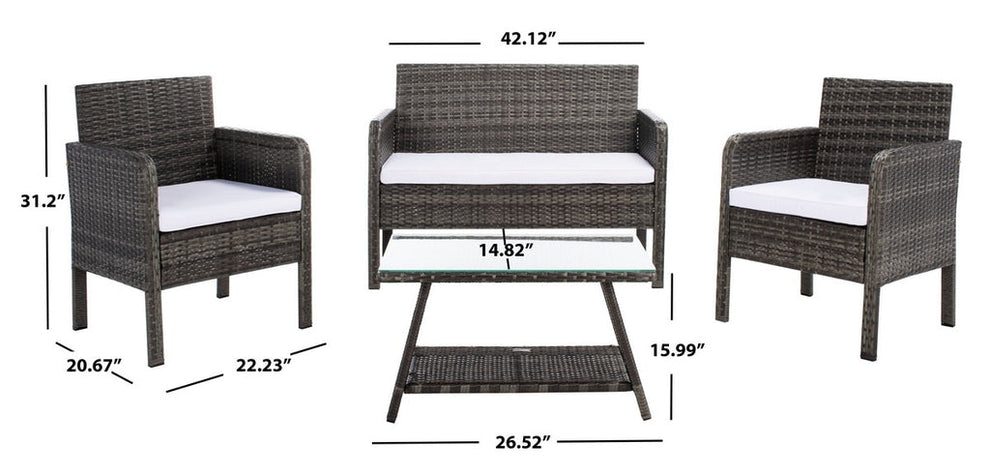 Safavieh Aboka 4Pc Living Set | Outdoor Sofas, Loveseats & Sectionals |  Modishstore  - 30