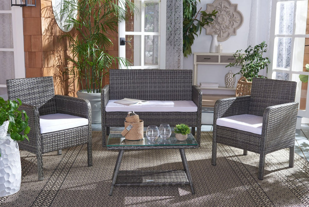 Safavieh Aboka 4Pc Living Set | Outdoor Sofas, Loveseats & Sectionals |  Modishstore  - 32