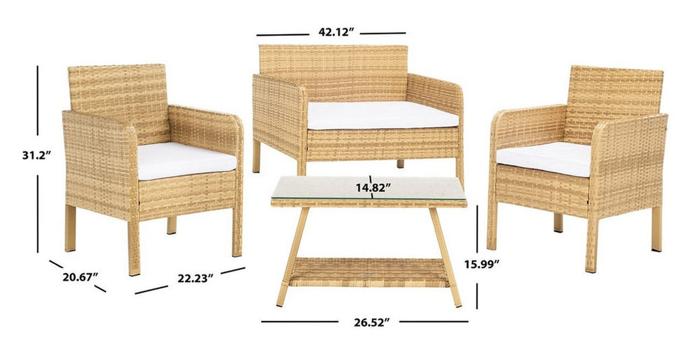 Safavieh Aboka 4Pc Living Set | Outdoor Sofas, Loveseats & Sectionals |  Modishstore  - 22