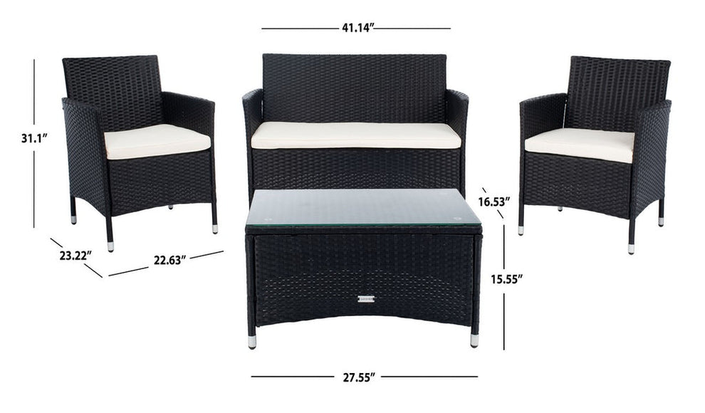 Safavieh Bandele 4Pc Living Set | Outdoor Sofas, Loveseats & Sectionals |  Modishstore  - 7