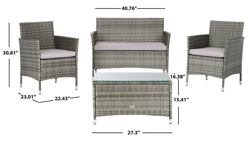 Safavieh Bandele 4Pc Living Set | Outdoor Sofas, Loveseats & Sectionals |  Modishstore  - 15
