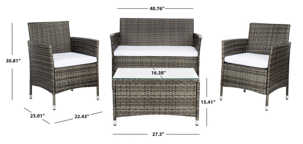 Safavieh Bandele 4Pc Living Set | Outdoor Sofas, Loveseats & Sectionals |  Modishstore  - 24