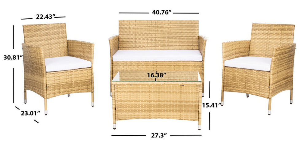 Safavieh Bandele 4Pc Living Set | Outdoor Sofas, Loveseats & Sectionals |  Modishstore  - 33