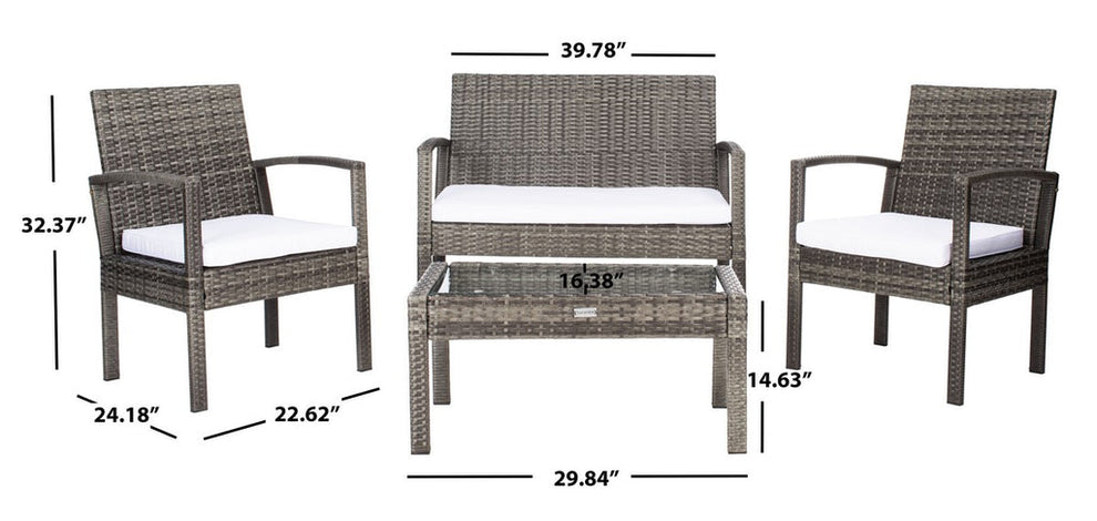 Safavieh Bassey 4Pc Living Set | Outdoor Sofas, Loveseats & Sectionals |  Modishstore  - 10