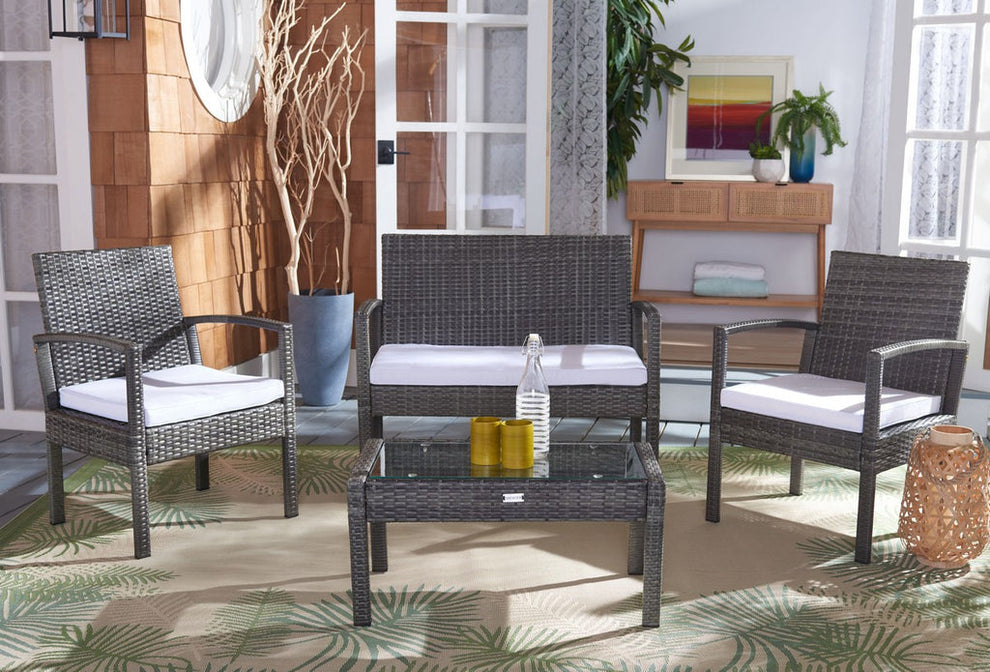 Safavieh Bassey 4Pc Living Set | Outdoor Sofas, Loveseats & Sectionals |  Modishstore  - 12
