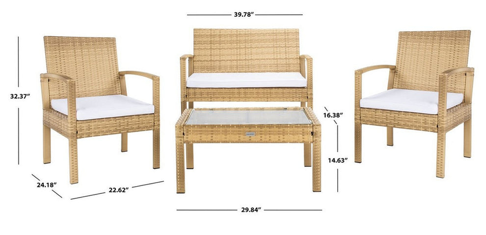Safavieh Bassey 4Pc Living Set | Outdoor Sofas, Loveseats & Sectionals |  Modishstore  - 18
