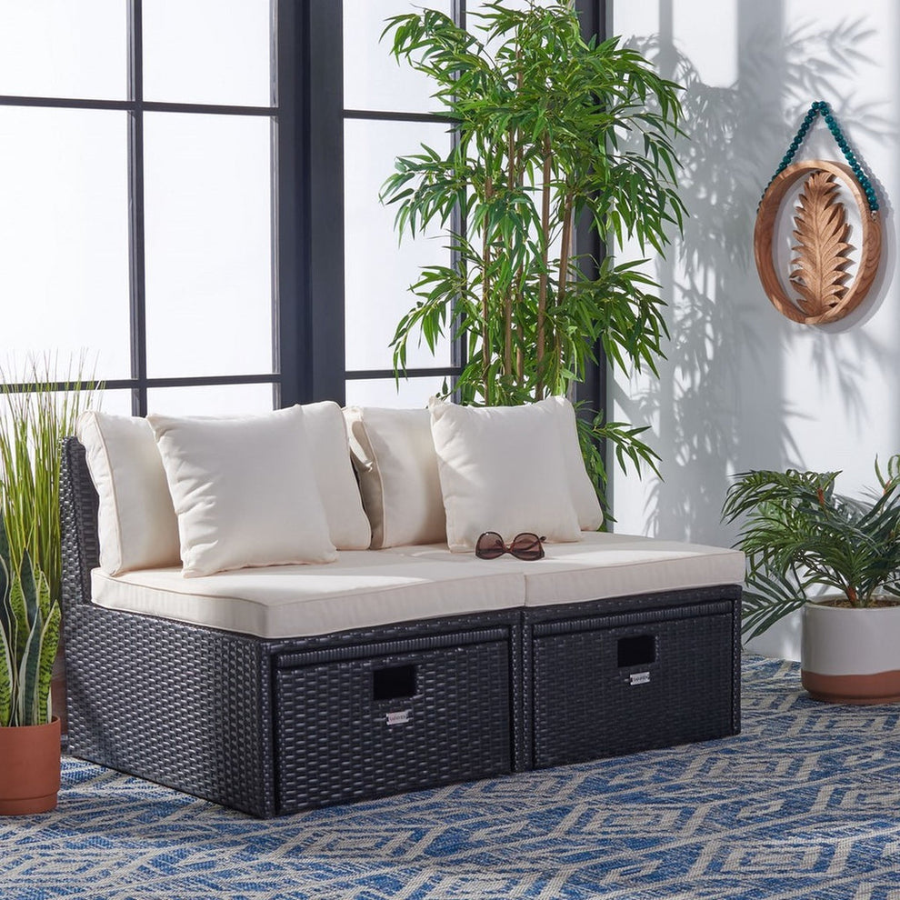 Safavieh Pramla Outdoor Sette With Ottoman | Outdoor Chaise Lounges |  Modishstore  - 4
