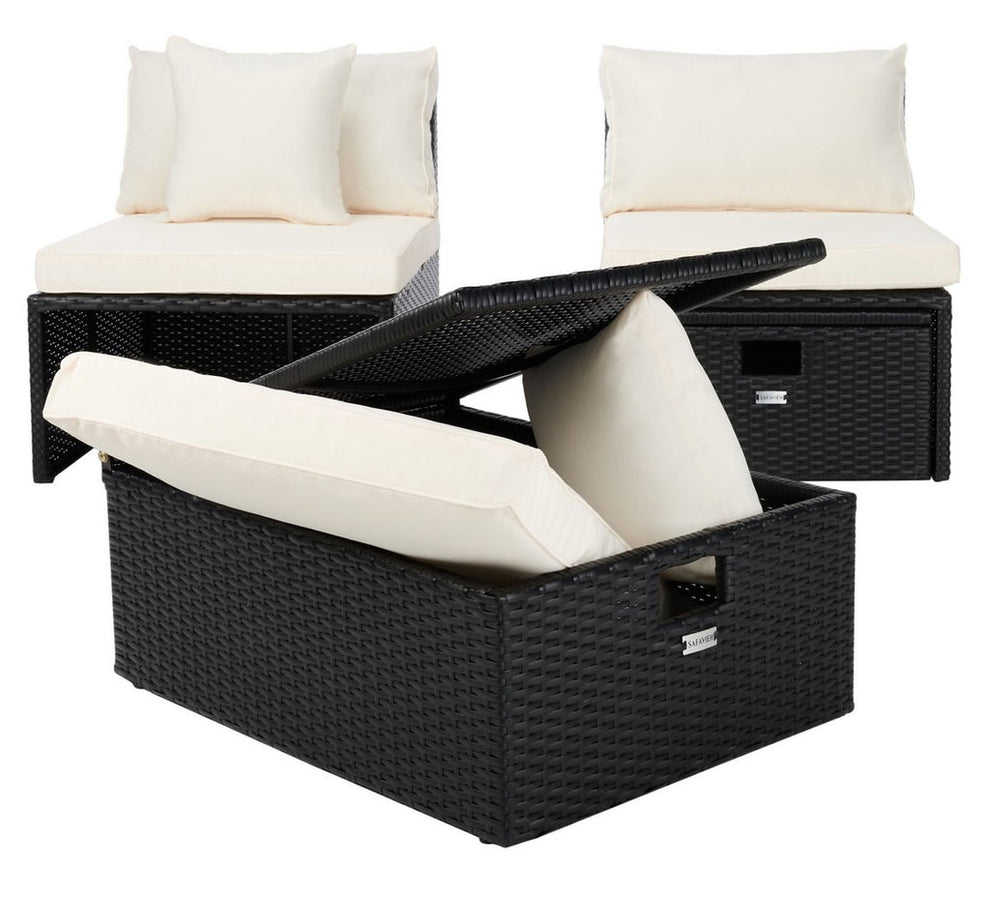 Safavieh Pramla Outdoor Sette With Ottoman | Outdoor Chaise Lounges |  Modishstore  - 3