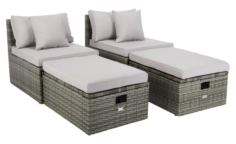 Safavieh Pramla Outdoor Sette With Ottoman | Outdoor Chaise Lounges |  Modishstore  - 11