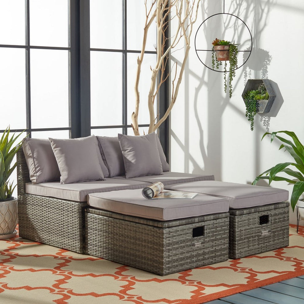 Safavieh Pramla Outdoor Sette With Ottoman | Outdoor Chaise Lounges |  Modishstore  - 17