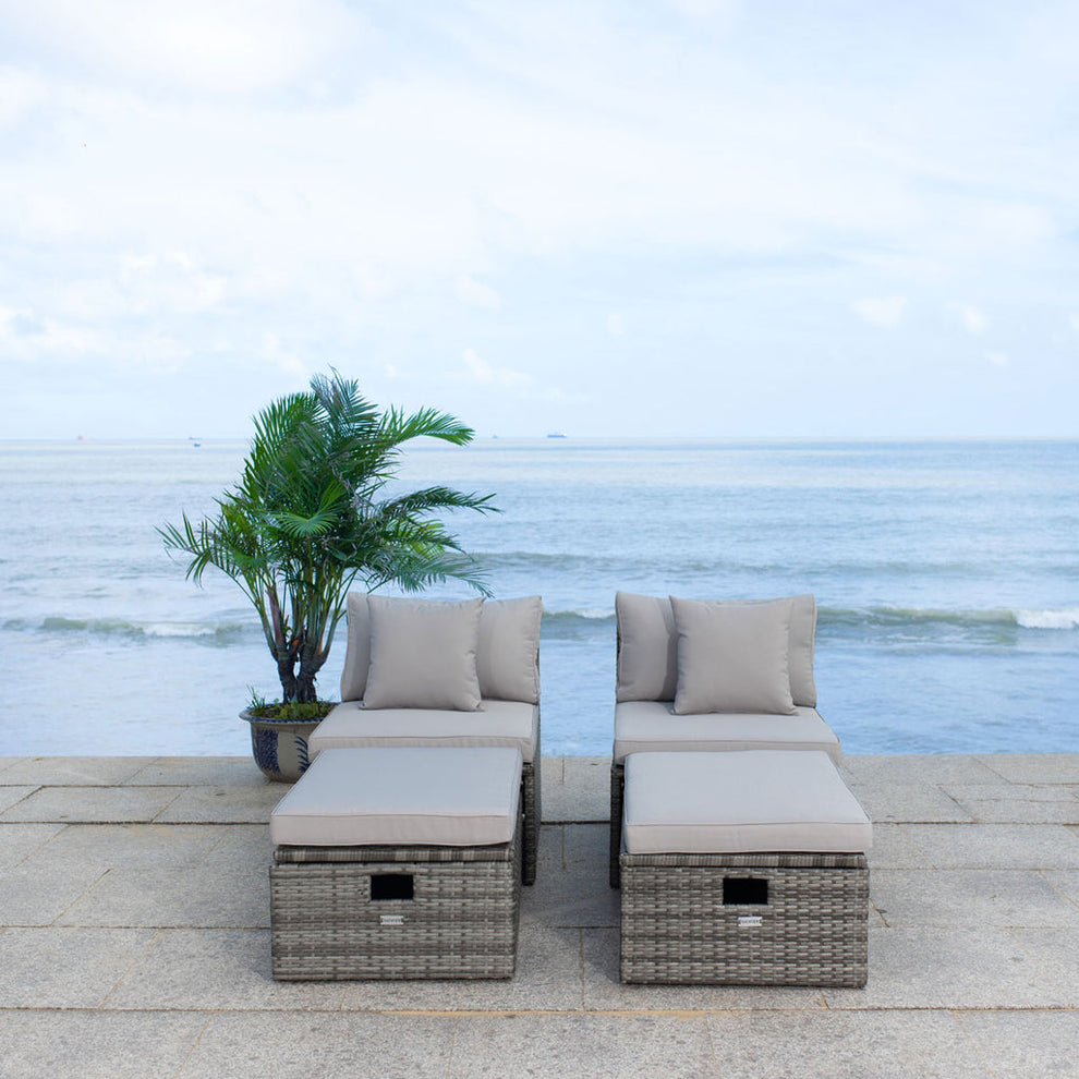 Safavieh Pramla Outdoor Sette With Ottoman | Outdoor Chaise Lounges |  Modishstore  - 10