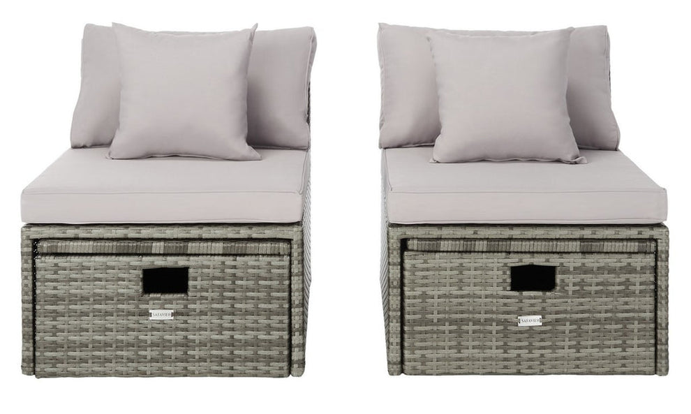 Safavieh Pramla Outdoor Sette With Ottoman | Outdoor Chaise Lounges |  Modishstore  - 18