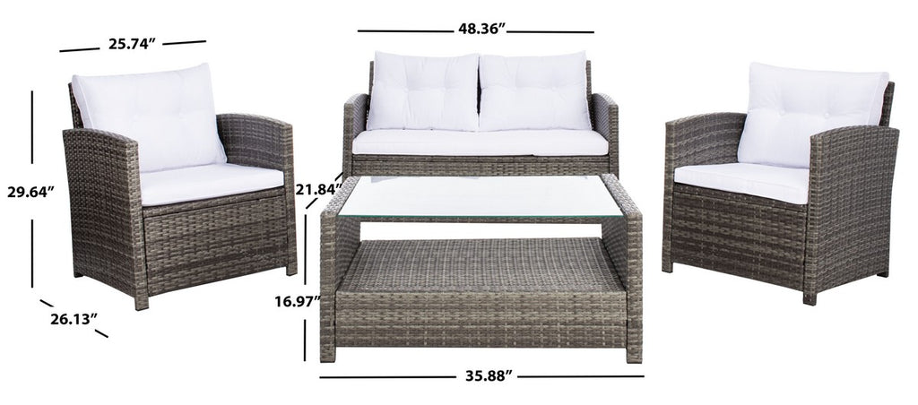 Safavieh Vellor 4Pc Living Set | Outdoor Sofas, Loveseats & Sectionals |  Modishstore  - 8