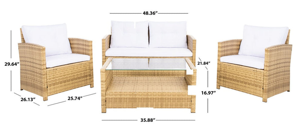 Safavieh Vellor 4Pc Living Set | Outdoor Sofas, Loveseats & Sectionals |  Modishstore  - 18