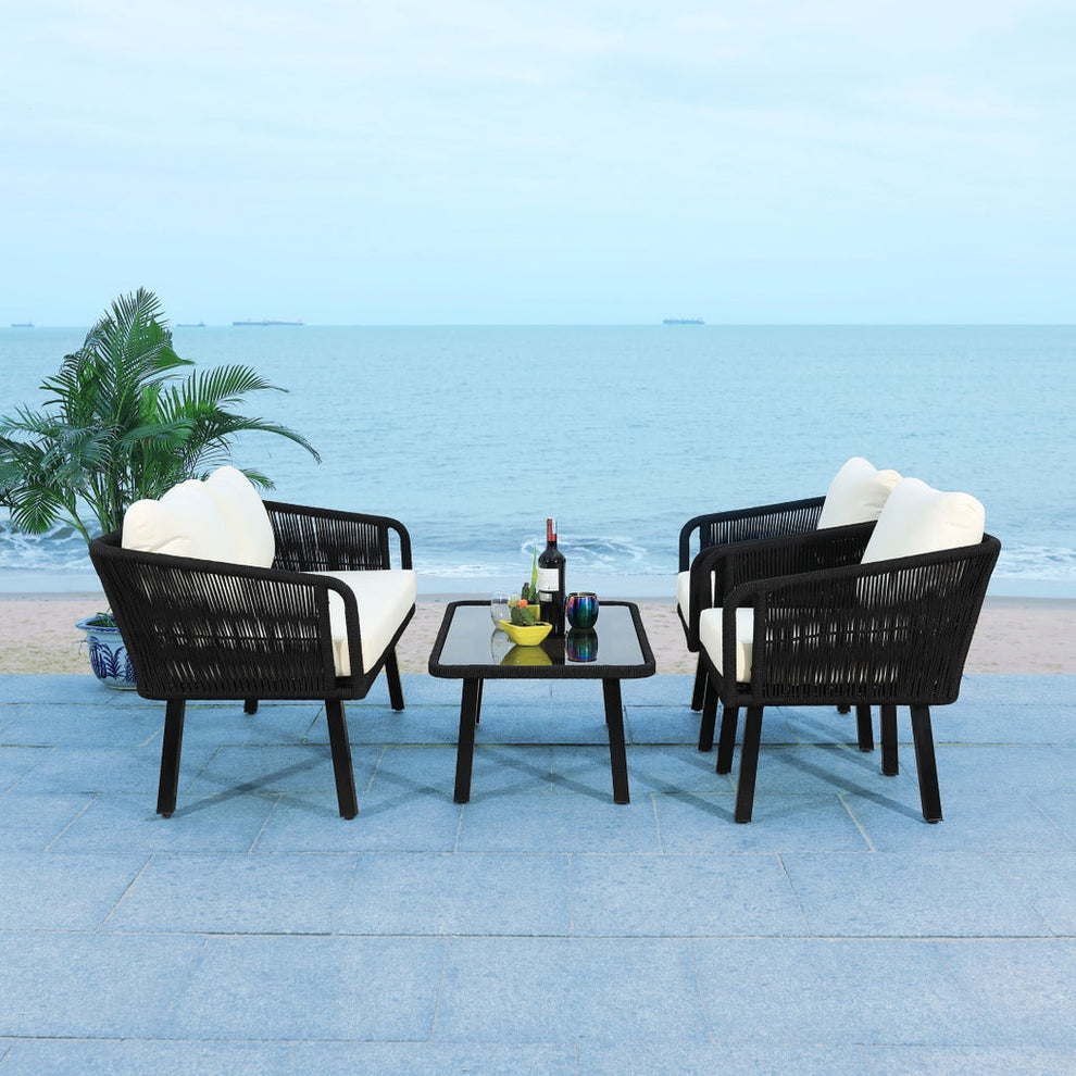 Safavieh Kerson 4Pc Rope Living Set | Outdoor Sofas, Loveseats & Sectionals |  Modishstore  - 4