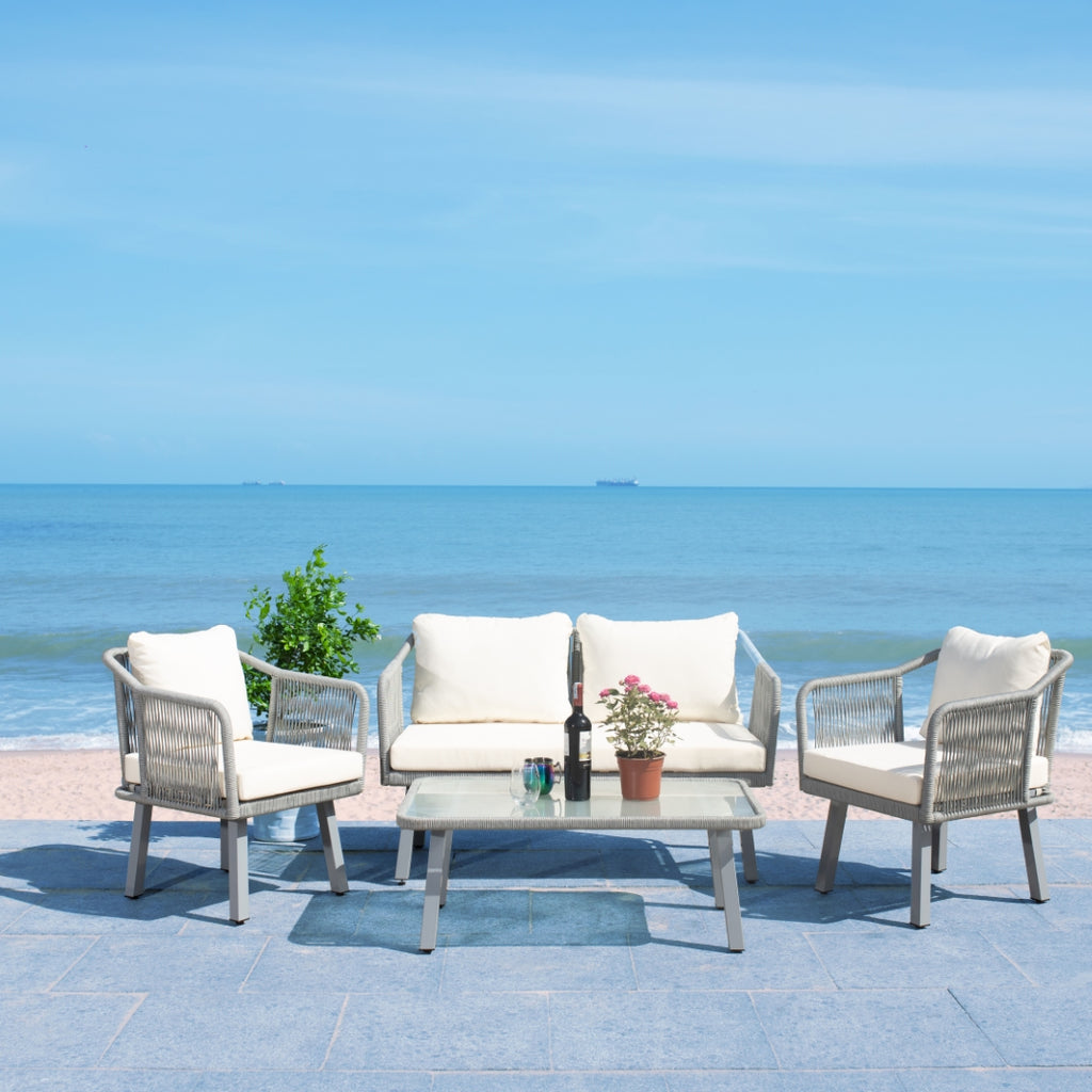 Safavieh Torsla 4Pc Rope Living Set | Outdoor Sofas, Loveseats & Sectionals |  Modishstore 