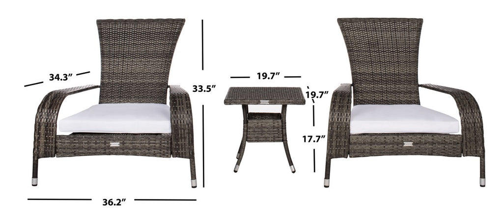 Safavieh Edna 3Pc Lounge Set | Outdoor Chairs |  Modishstore  - 24