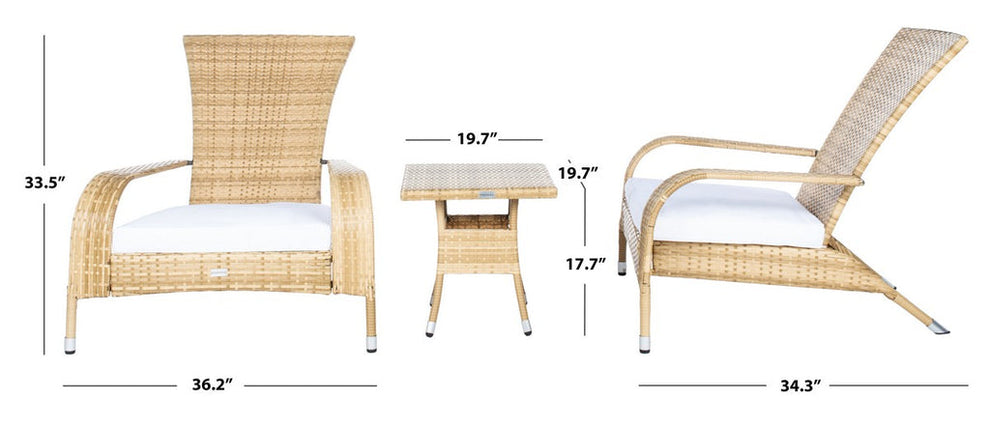 Safavieh Edna 3Pc Lounge Set | Outdoor Chairs |  Modishstore  - 32