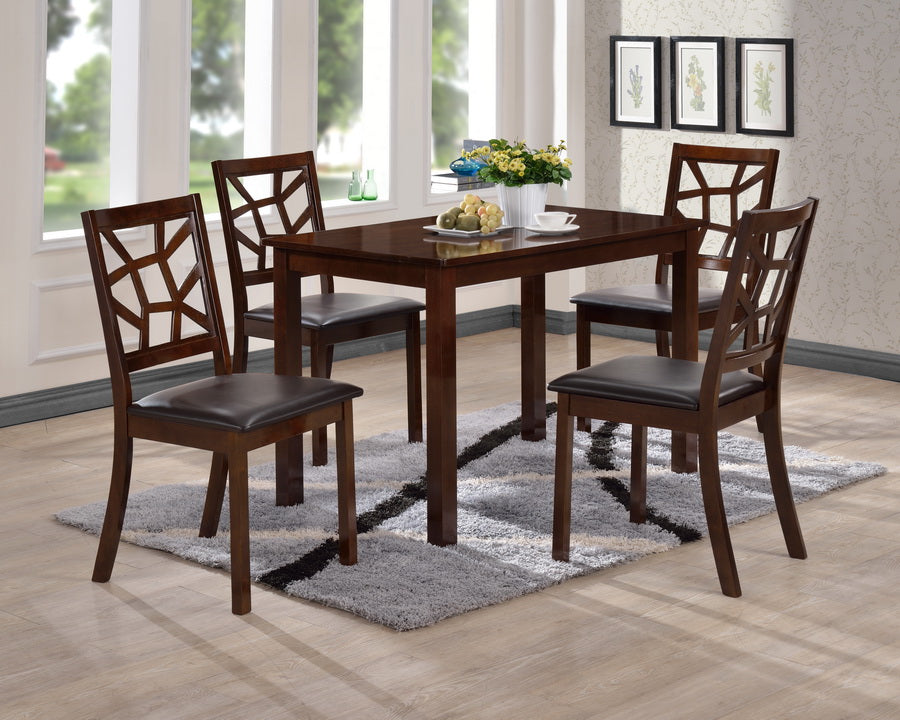 Baxton Studio Mozaika Wood and Leather Contemporary 7-Piece Dining Set | Dining Sets | Modishstore