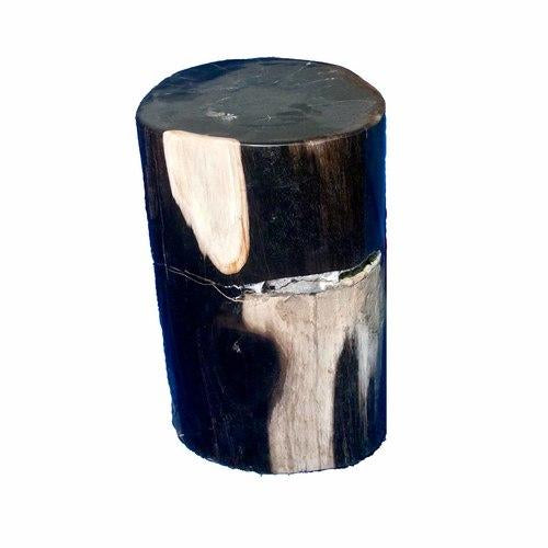 Petrified Wood Accent Stool-Ebony Black/Cream Side Table  by Aire Furniture | Petrified Wood Stools | Modishstore - 2