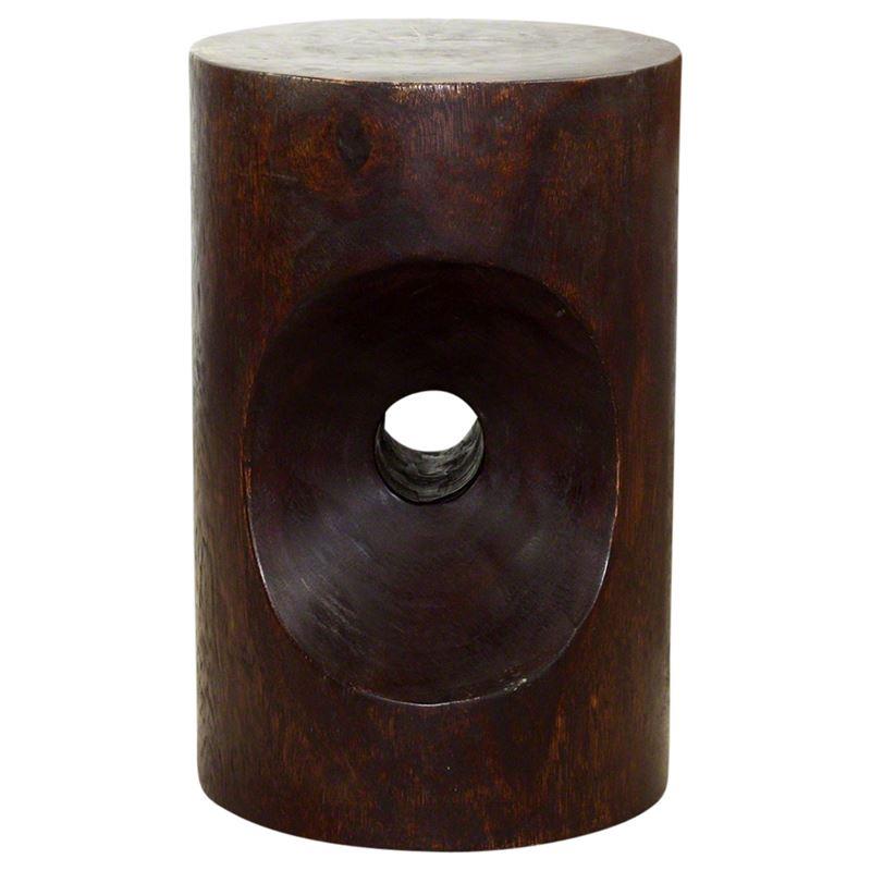 Haussmann Peephole Stool 13" Dia - Dark Walnut | Stools & Benches | Modishstore-4