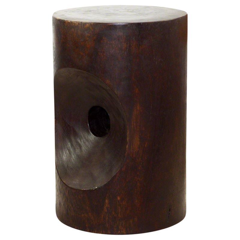 Haussmann Peephole Stool 13" Dia - Dark Walnut | Stools & Benches | Modishstore-5